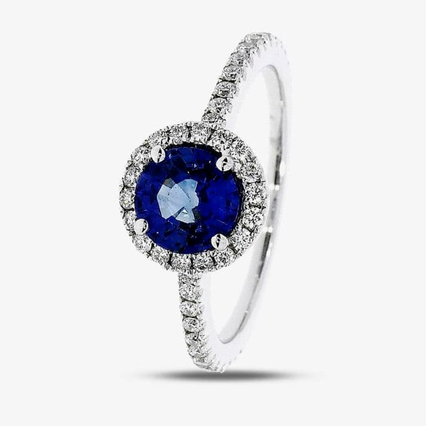 T. H. Baker 18ct White Gold Sapphire & Diamond Round Cluster Ring 26810B1 M