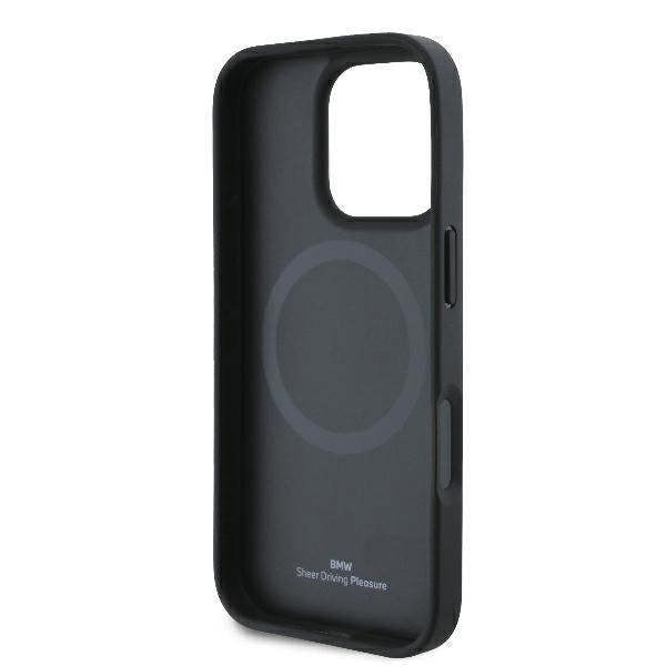 BMW Signature Leather Half Textured & Circle Case with MagSafe for iPhone 16 Pro 6.3" Black - BMHMP16L23RTPK