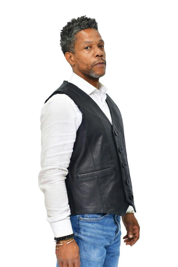 Infinity Leather Mens Classic Leather Waistcoat-Chester
