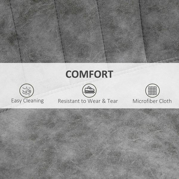 Grey upholstered bar stool seat fabric close-up with stitched panel texture