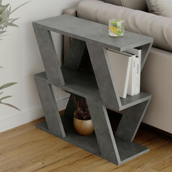 Decortie Lazena Modern 3-Tier Side Table, Slim Particleboard End Table H55.4cm