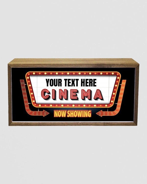 Personalised LED Light Box Sign. Home Cinema Style with Custom Text
