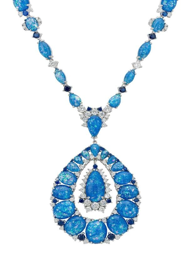 Latelita Paloma Blue Opal Statement Necklace Silver