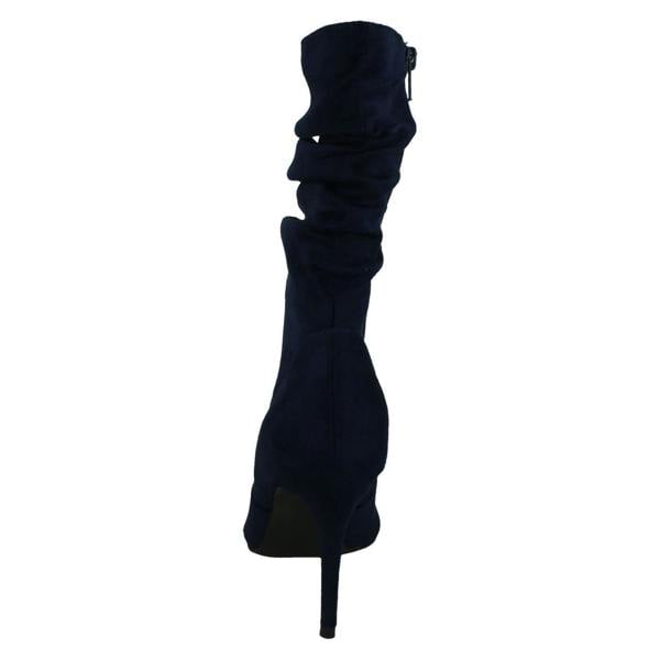 Spot On Ladies Spot On High Heel Rouched Leg Calf Boots F51232