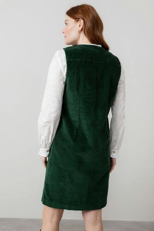 Lily & Me Belle Stretch Cotton Jumbo Cord Dress Pine Green