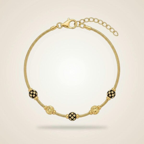 The Colourful Aura Black Golden Ball Slim Thread Minimal Bracelet