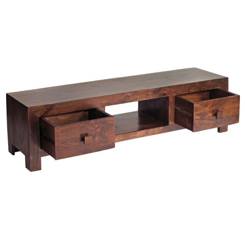 Wyld Haus Phuket Dark Mango Wood TV Media Unit 2 Drawers 1 Open Shelf