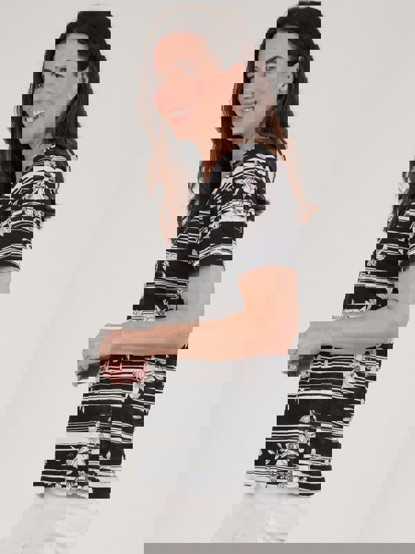 TIGI-Wear Mono Stripe Floral Top