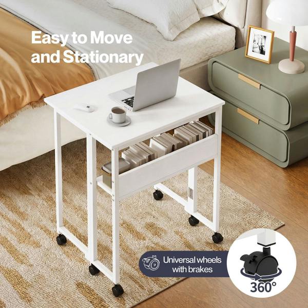 Levede Folding Computer Desk Extandable Table with Storage Shelf Wheeled Compact