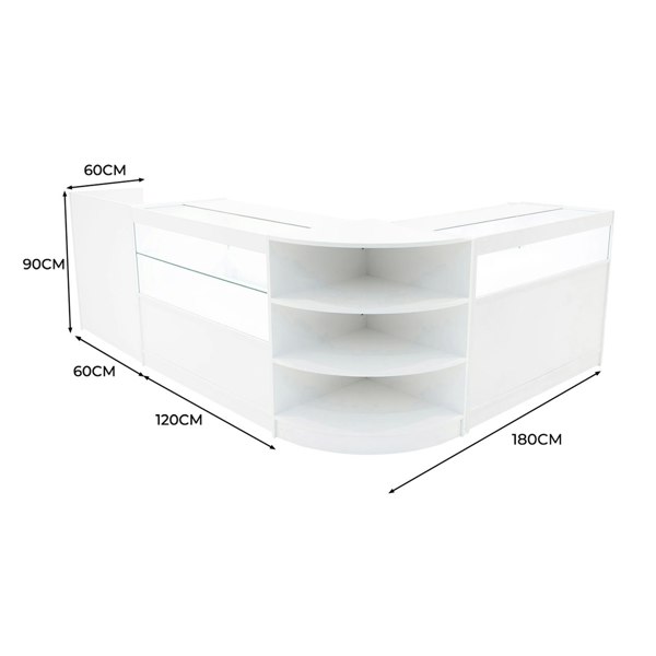 Monstershop Europa LED Shop Counter Set B1200, C1200, TB60 & LM60 - White