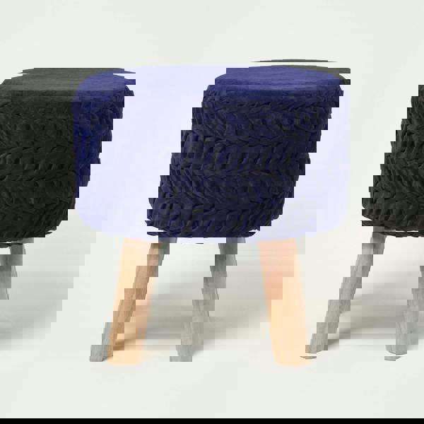 HOMESCAPES Lyla Pleated Velvet Footstool, 40 cm Tall