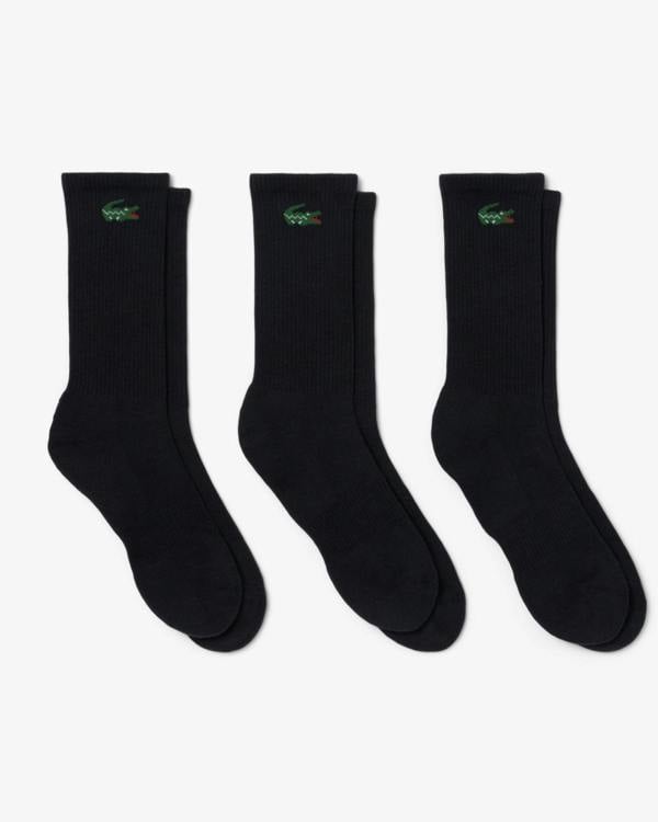 Lacoste 3 - Pack Long Mens Sport Socks - Black 031 | CHO | Designer Mens Socks