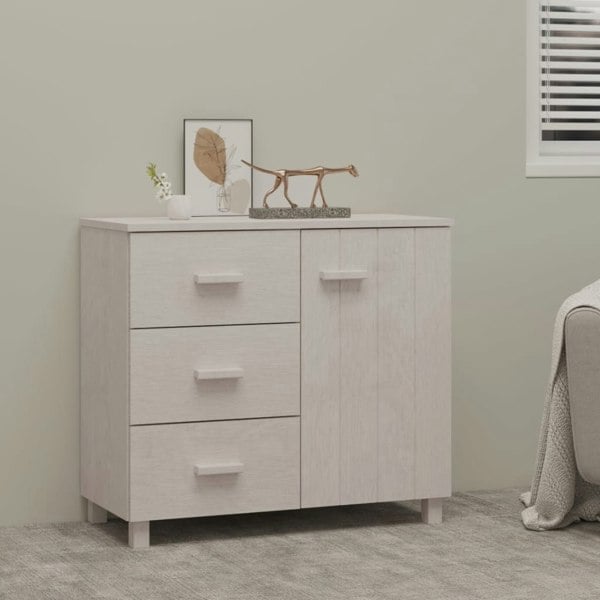 Berkfield Sideboard HAMAR White 90x40x80 cm Solid Pinewood