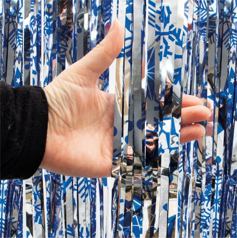 Cheetah Shimmer christmas Tinsel Curtain, 2.5M x 1M Blue