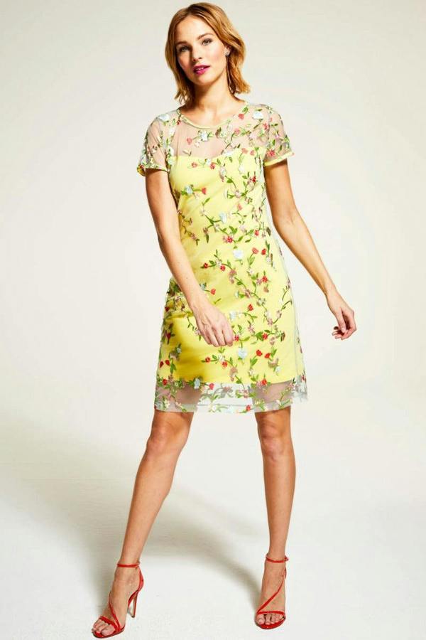 HotSquash Embroidered Cap Sleeve Party Dress