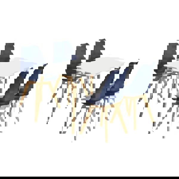 Life Interiors 5PCs Dining Set - a White Halo Dining Table & Set of 4 Lorenzo Tulip Chairs with Padded Seat