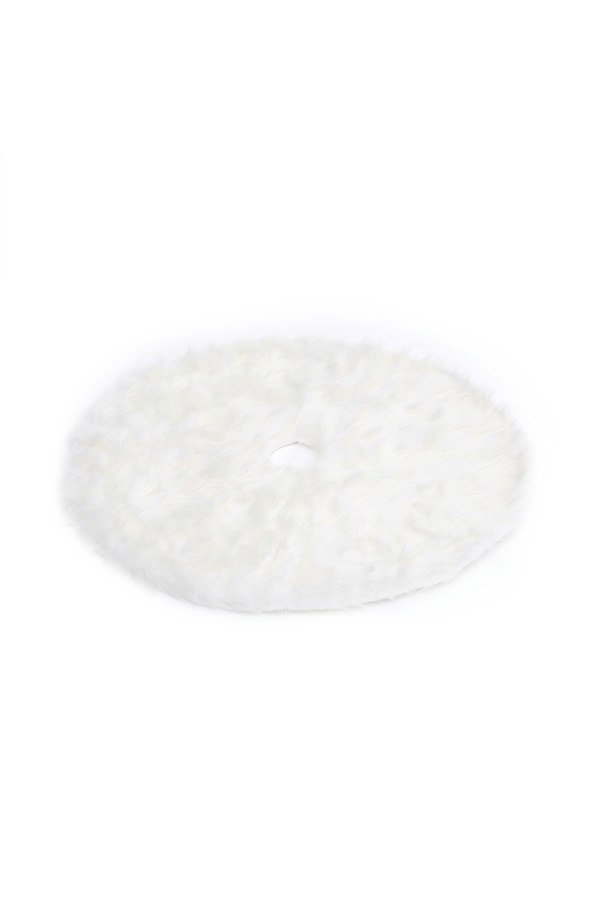 Living and Home 78cm White Christmas Tree Skirt Long Fur Xmas Tree Base Cover  for Christmas Home, Party