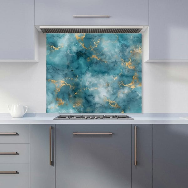 Warren Reed - Designer Gold And Blue Marble Effect Kitchen Splashback