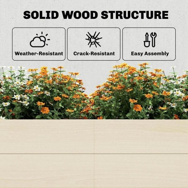 Wooden Raised Bed for Garden, 620L Extra Large Raised Garden Bed with Open Bottom, Outdoor Elevated Planter Box
