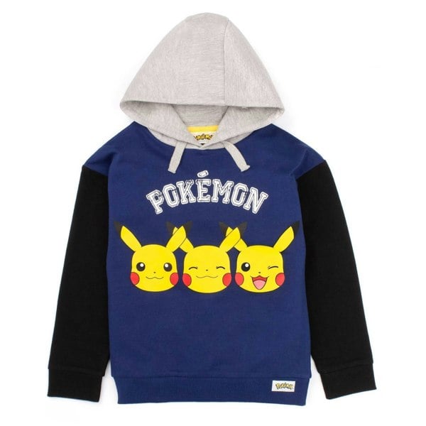 Pokemon Boys Pikachu Face Drawstring Hoodie - Blue