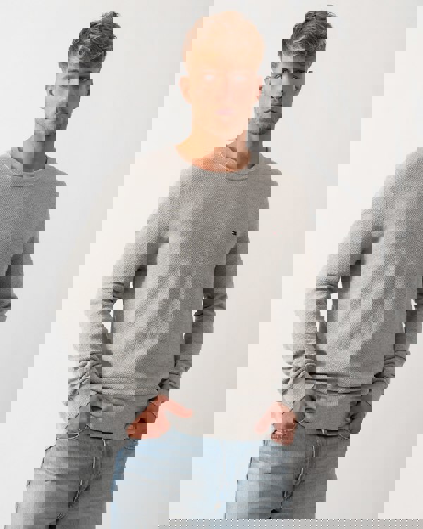 Tommy Hilfiger Essential Structure Crew Neck Mens Sweatshirt in Light Grey Heather