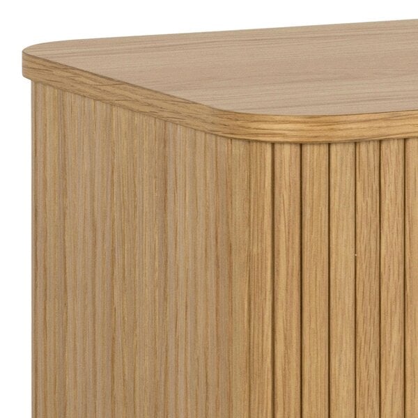 Wyld Haus Copenhagen Natural Oak Wooden Etched Sideboard 2 Tambour Doors