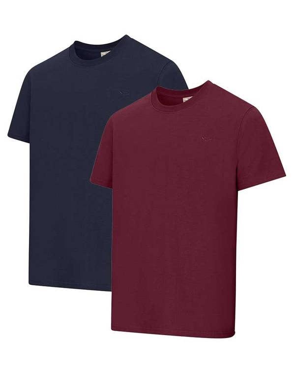 Hoggs of Fife Sandwood T Shirt twin pack in red and navy ideal for casual country wear or farm layering
