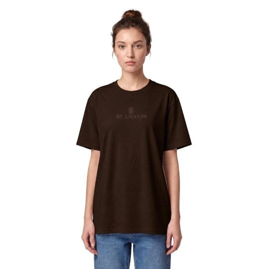 By Lanvin Embroidered Central Logo Dark Brown T-Shirt
