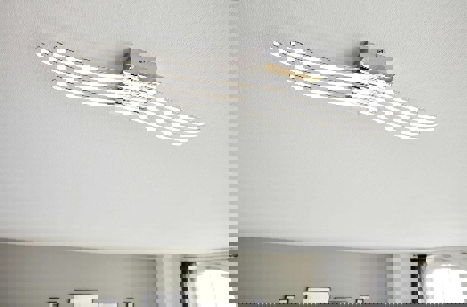 2 PACK Wall Flush Ceiling Light Colour Chrome Shade White Plastic LED 26W Incl. Loops