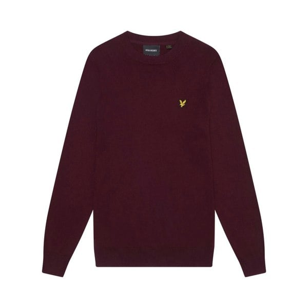 Lyle & Scott Mens Cotton Merino Crew Neck Jumper - Burgundy