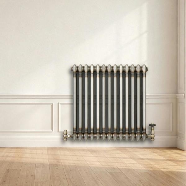 Monstershop Traditional 2 Column Radiator - 600 x 605mm - Raw Metal