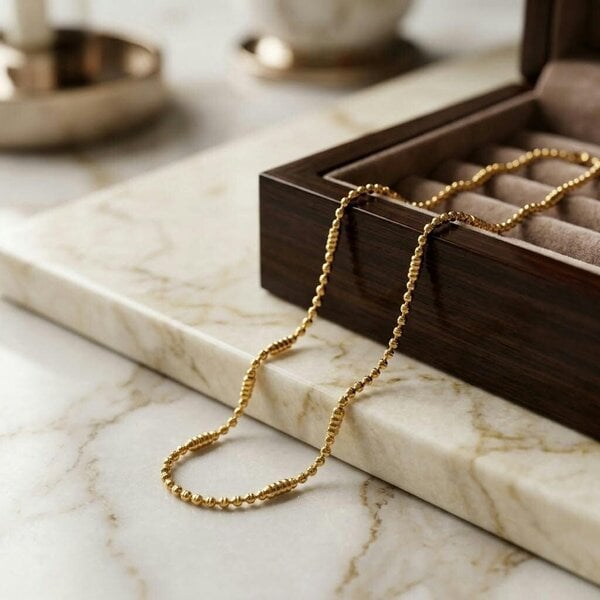 The Colourful Aura Graduated Gold Ball Bead Chain Necklace
