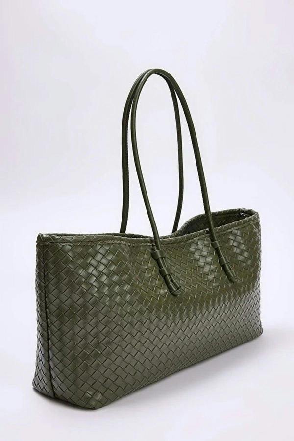 WOVCOR Women's Midi Shoulder Bag with Knitted Details