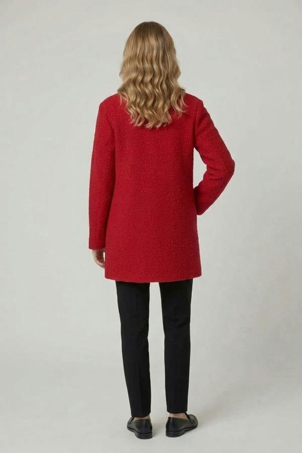 Red | Double Breasted Teddy Coat