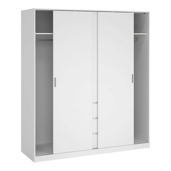 Wyld Haus Budapest White Wooden Wardrobe 3 Doors 3 Drawers