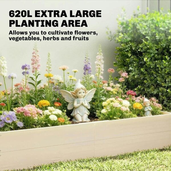 Wooden Raised Bed for Garden, 620L Extra Large Raised Garden Bed with Open Bottom, Outdoor Elevated Planter Box