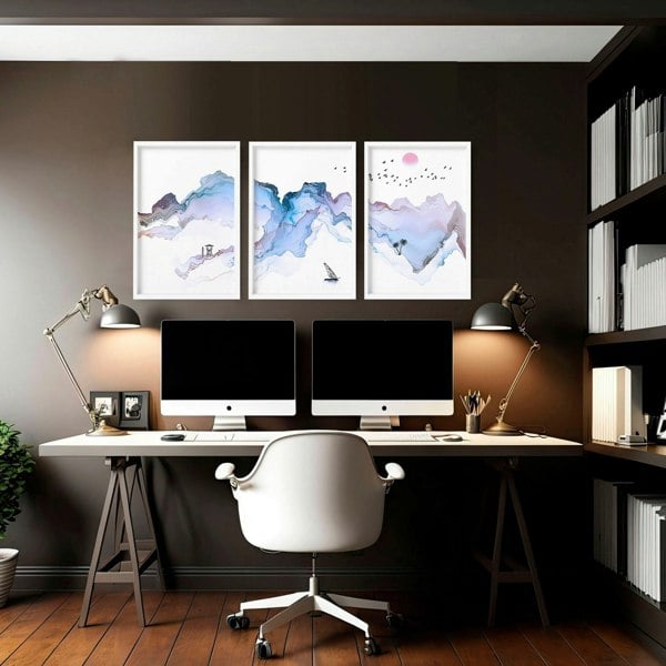 Pictures for a home office | set of 3 Coastal wall art prints