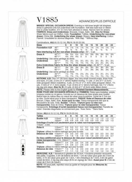 Vogue Sewing Pattern 1885, Dresses, Vintage Style for Women, A5 (6-8-10-12-14) - Advanced