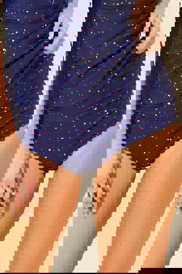 Ruched Navy Geo High Waist Brief Full Set Closeup