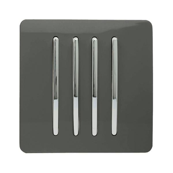 Trendi Switch 4 Gang 1 or 2 way Rocker Light Switch in Charcoal Grey