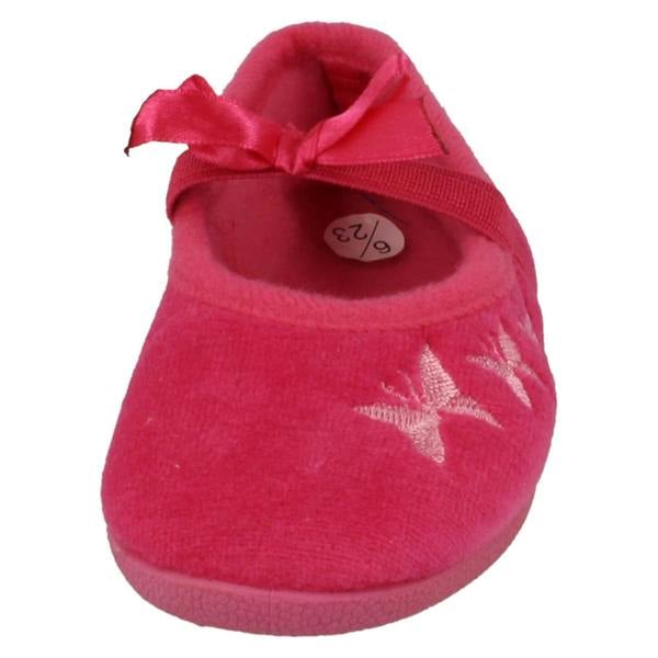 Spot On Infant Girls Spot On Slippers with Butterfly Stitching