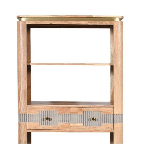 Wyld Haus Idaho Natural Acacia Wood and Brass Display Cabinet with 2 Drawers