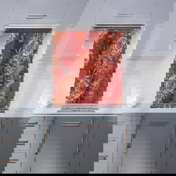 Warren Reed - Designer Abstract Red Moon and Sun Kitchen Splashback