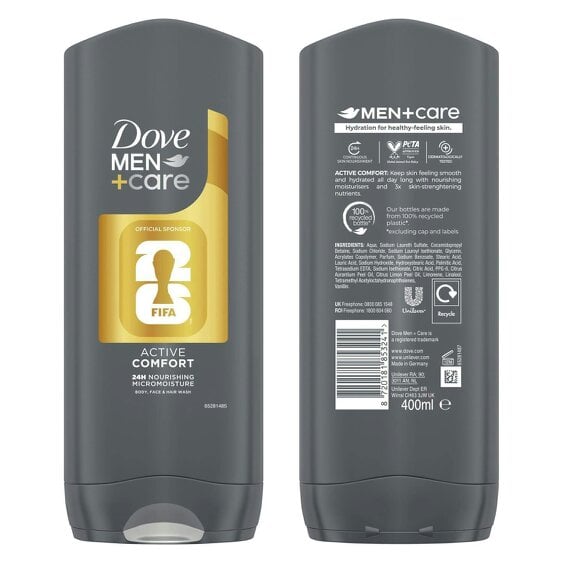 Dove Men+Care FIFA Active Comfort 3-in-1 Hair, Face & Body Wash, 400ml