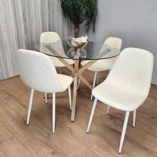 Kosy Koala Forest Round Glass Table + 4 cream gem