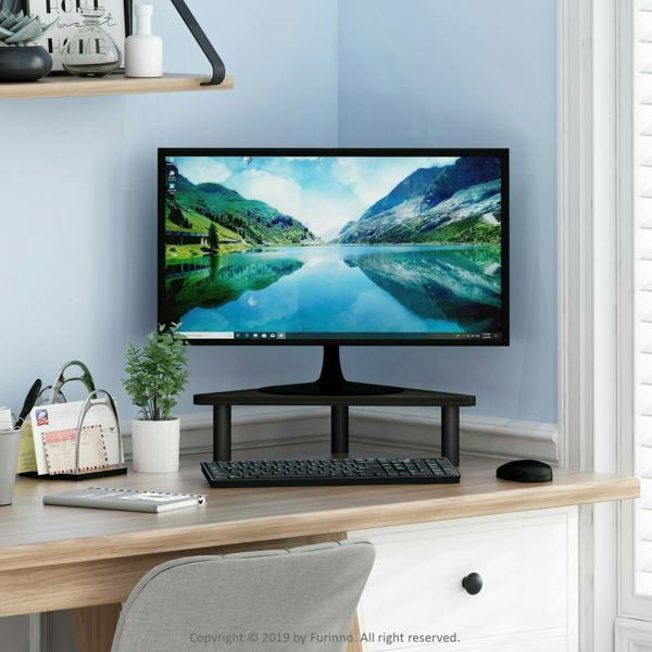 WALPLUS Turn N Tube Corner Monitor Riser Stand, Espresso/Black | Modern Furniture Piece for Stylish and Functional Home Use