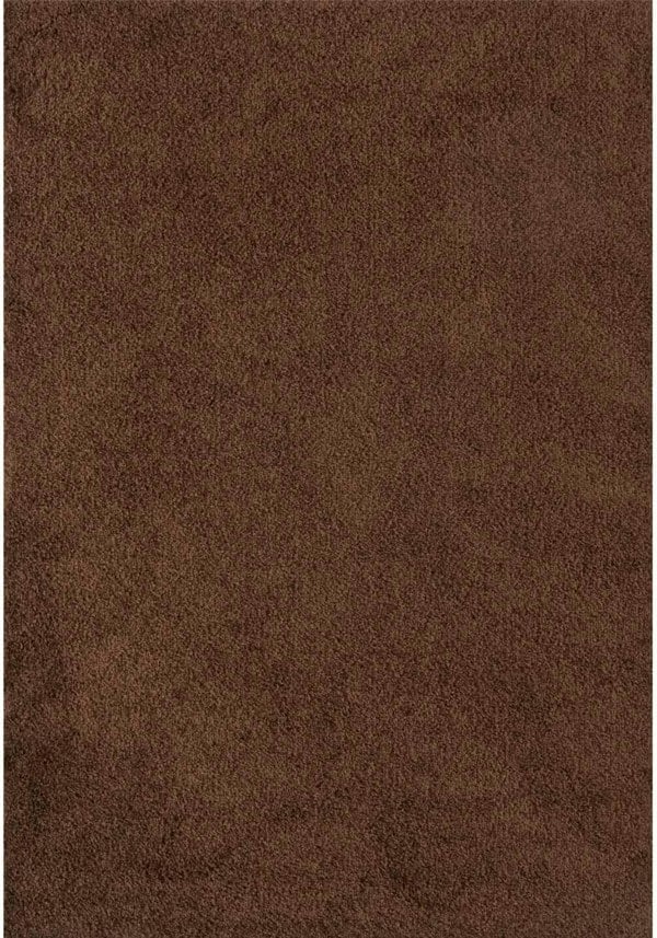 Shaggy Rug Plain Brown non-shedding, high-quality