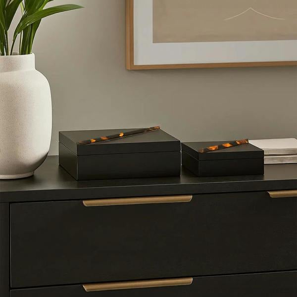 Roma Set Of Two Tortoise Shell Trinket Boxes