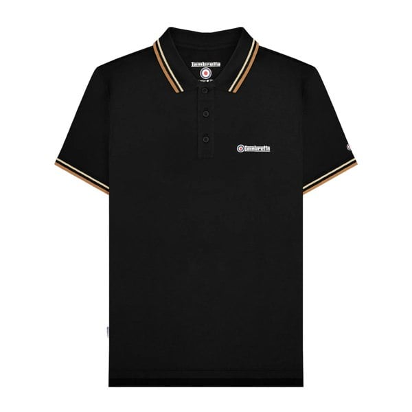 Lambretta Mens SS25 Twin Tip Polo Shirt - Black/Wood Ash