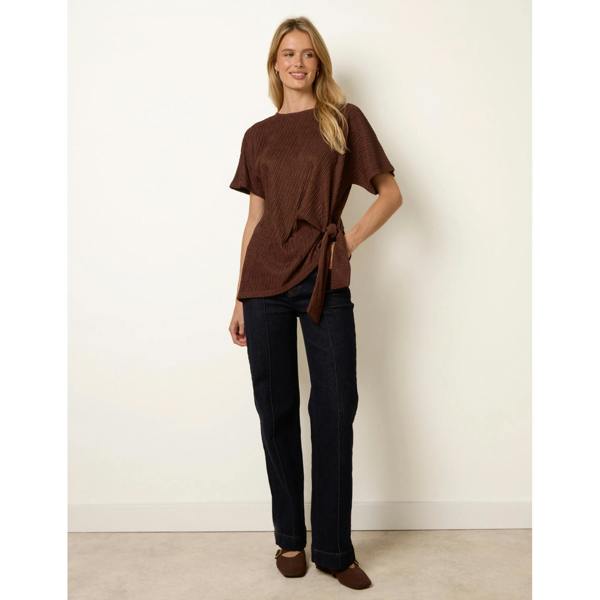 Blue Vanilla Side Tie Crinkle Top